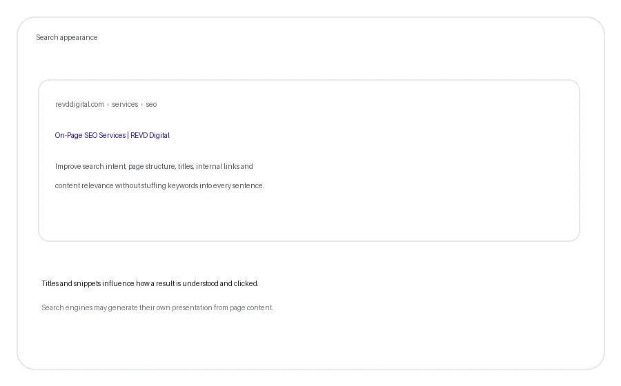 Illustration of an optimized search result with a descriptive title and useful snippet